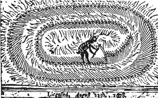 Tranh khắc gỗ “quỷ gặt lúa (Mowing Devil) trong bản tin năm 1678. (Ảnh: Public Domain)